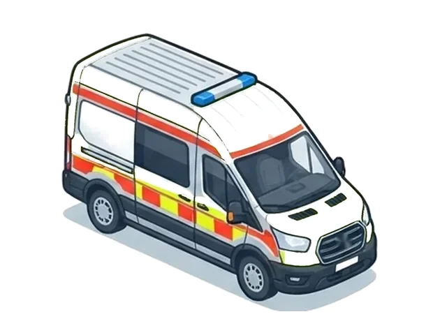 Drawing of a patient transport ambulance